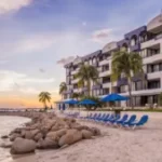 Sunset with palm trees at Royal Palm Beach Resort St Maarten