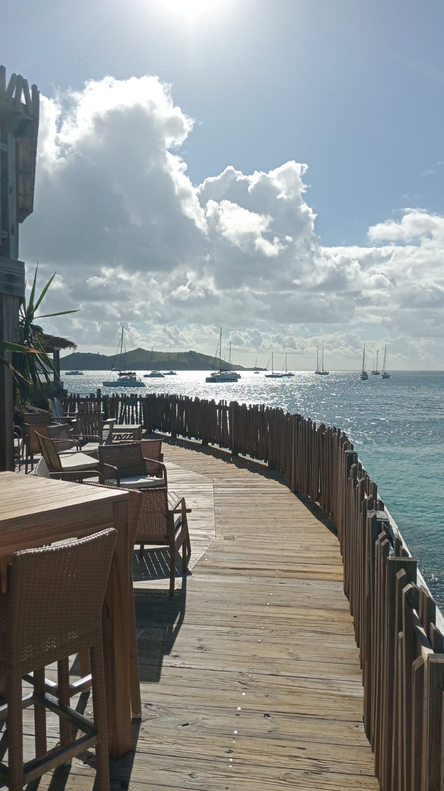 Grand Case Beach Club wooden boardwalk next to the sea