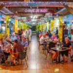 One of the Dutch side St Maarten Simpson Bay restaurants Pineapple Pete hosting room full of visitors eating and drinking