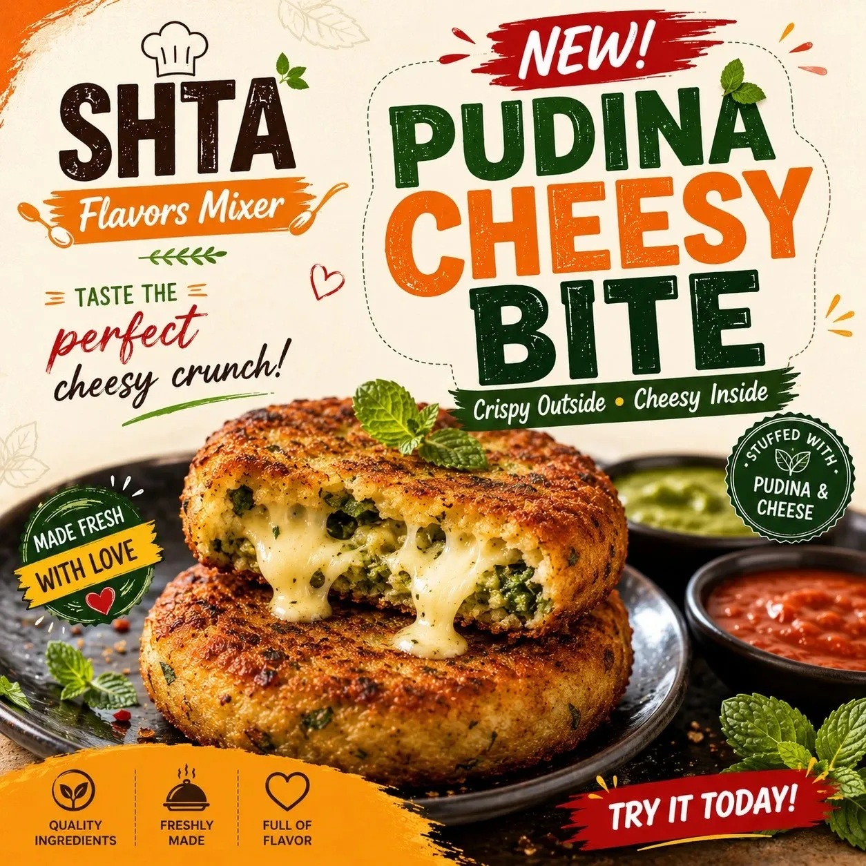 Pudina Cheesy Bite Flyer Spices of India