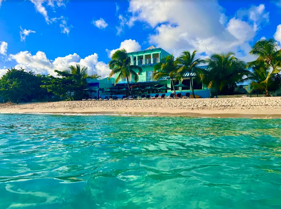 Overview picture from the Azure hotel, taken from the Simpson Bay Beach, St Maarten