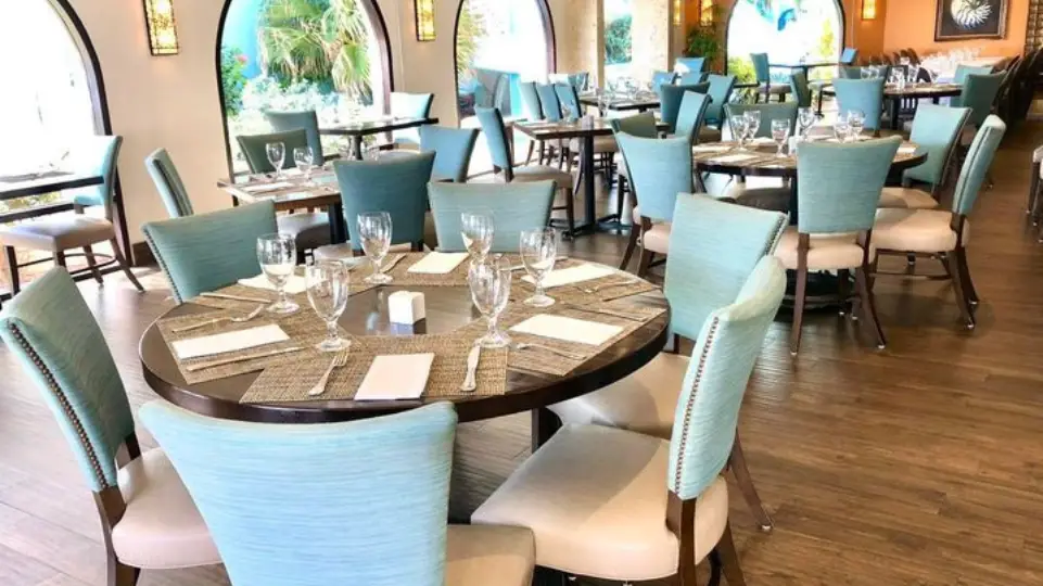 tables with food at the infinity restaurant