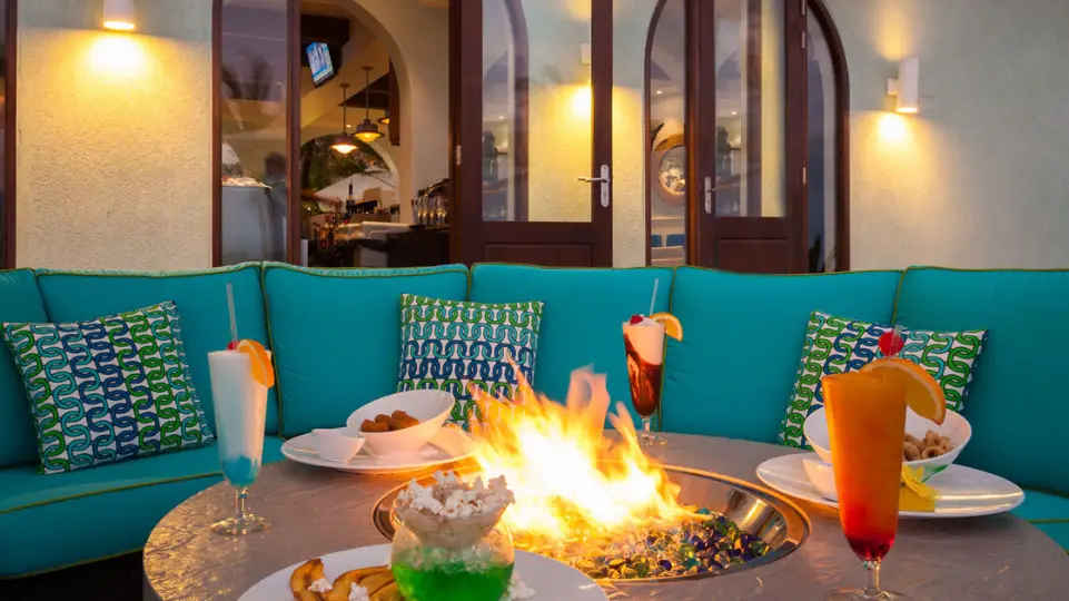 tables with food at the infinity restaurant