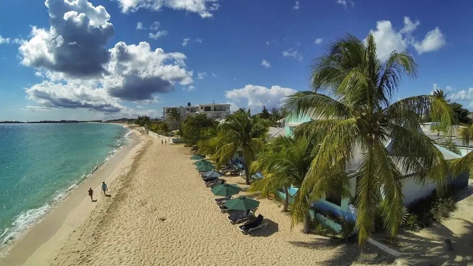 Overview picture from the Azure hotel, taken from the Simpson Bay Beach, St Maarten